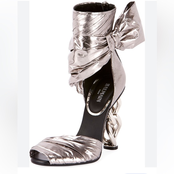 Balmain Ivy Wrap Chain Heel Sandal Runway shoe 38 preloved - Picture 3 of 17